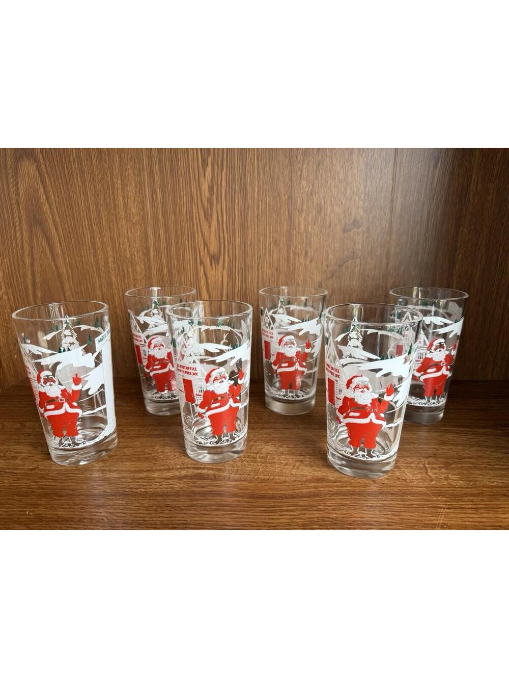 Libbey 5" Santa Reindeer North Pole Highball Glasses Set of 6 - Rare Find!